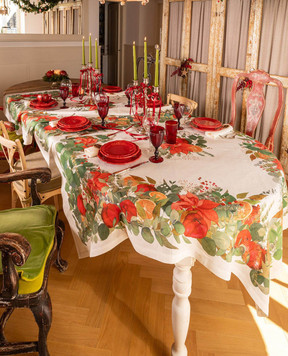 TESSITURA TOSCANA TELERIE Біла скатертина GARLAND GLEE з льону NT240122020067