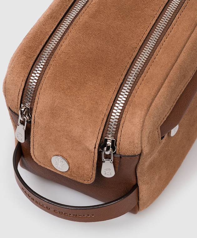 Brunello Cucinelli Коричневый замшевый несесер MWDMBU334P изображение 3