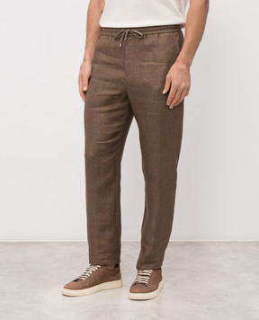 Agnona Коричневі штани з льону T710U6YU3046