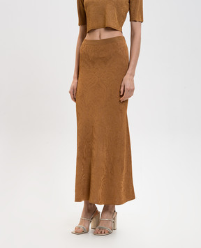 Twinset Коричневая юбка в тканом узоре 261TP3140