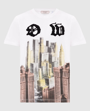 Off-White Белая футболка с брендовым принтом 44MAA027Z26J002