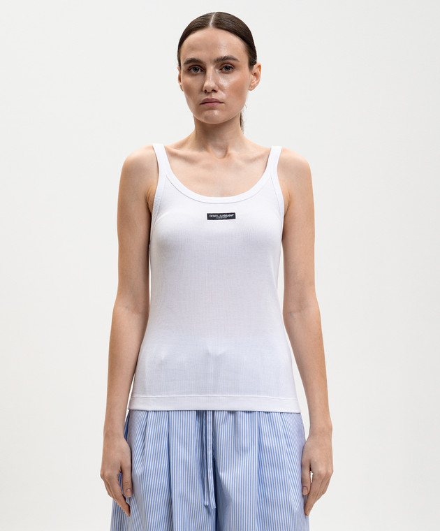 Dolce&Gabbana Белая майка в рубчик F8W45TFU7AV изображение 3