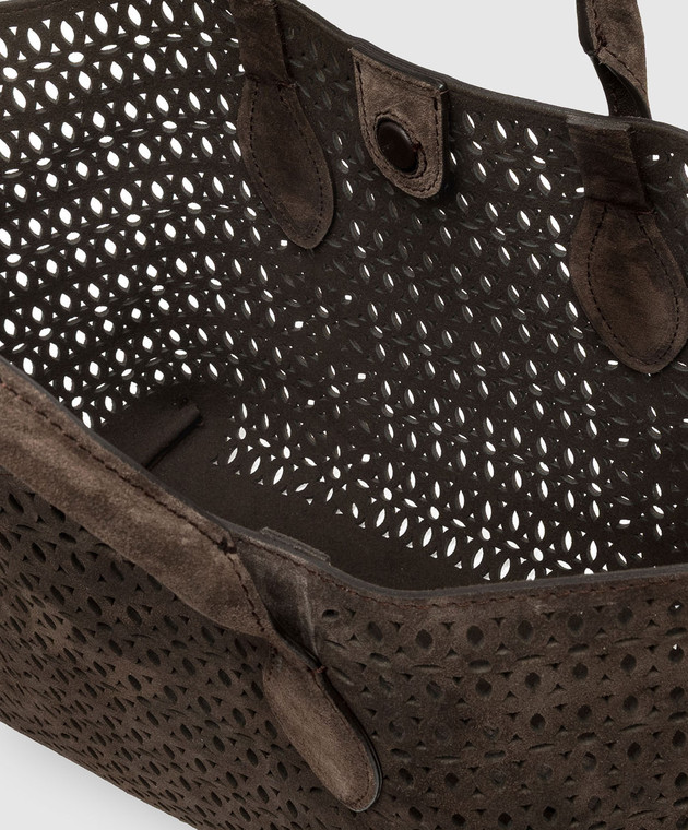 Gianni Chiarini Коричнева замшева сумка-тоут Mashup з нашивкою логотипа BS11836CMLSR зображення 4