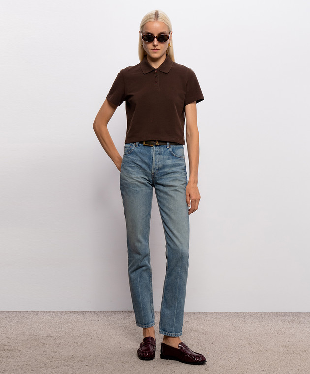 Saint Laurent Коричневое поло Cassandre A003I4Y38EK изображение 2