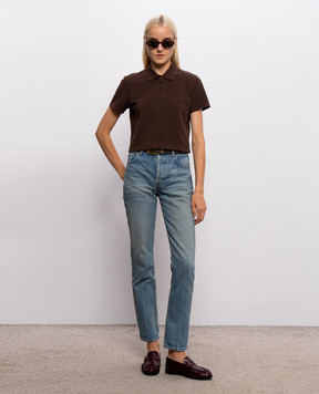 Saint Laurent Коричневое поло Cassandre A003I4Y38EK