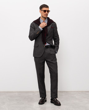 Brunello Cucinelli Сірий костюм з льону MB430LDTH