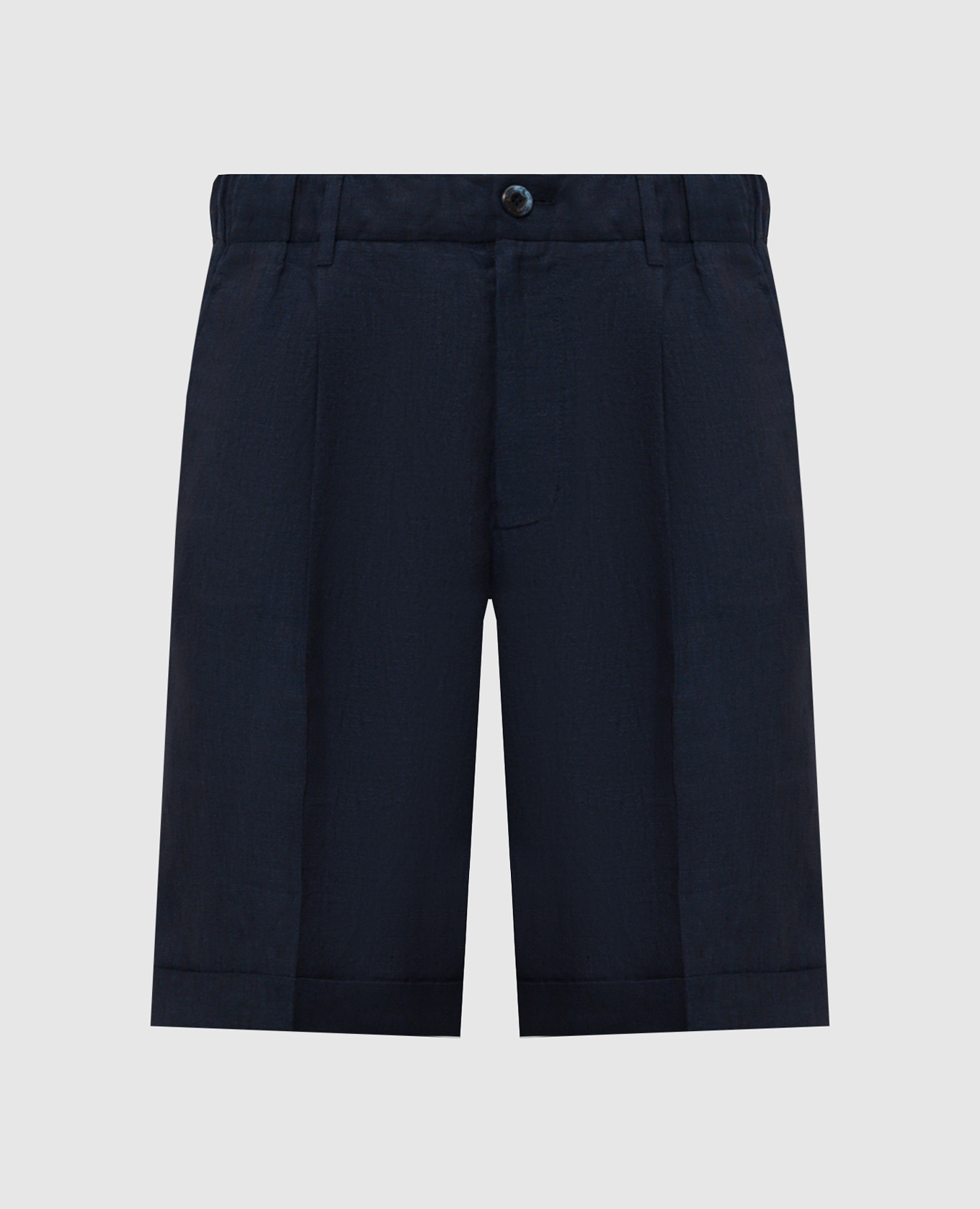 Синие шорты из льна с отворотами