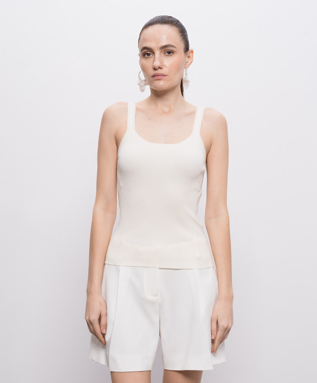 Ermanno Scervino Топ цвета айвори в рубчик D485L762HVT изображение 3