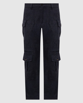 Brunello Cucinelli Синие брюки карго из шерсти M038PS1070