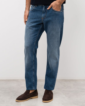 Dolce&Gabbana Сині джинси з вишивкою монограми логотипа GYJCCZG8OW2