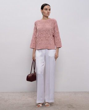 Peserico Розовый ажурный джемпер с пайетками A99054F0309110