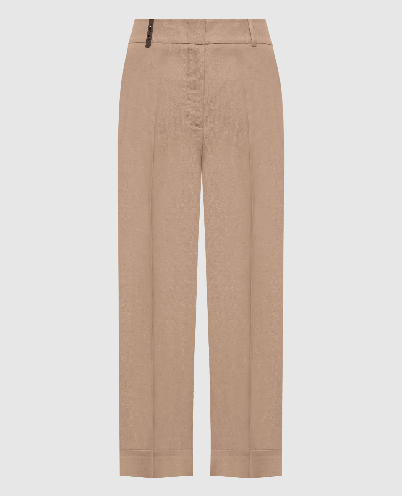 Бежевые брюки с брендовым патчем