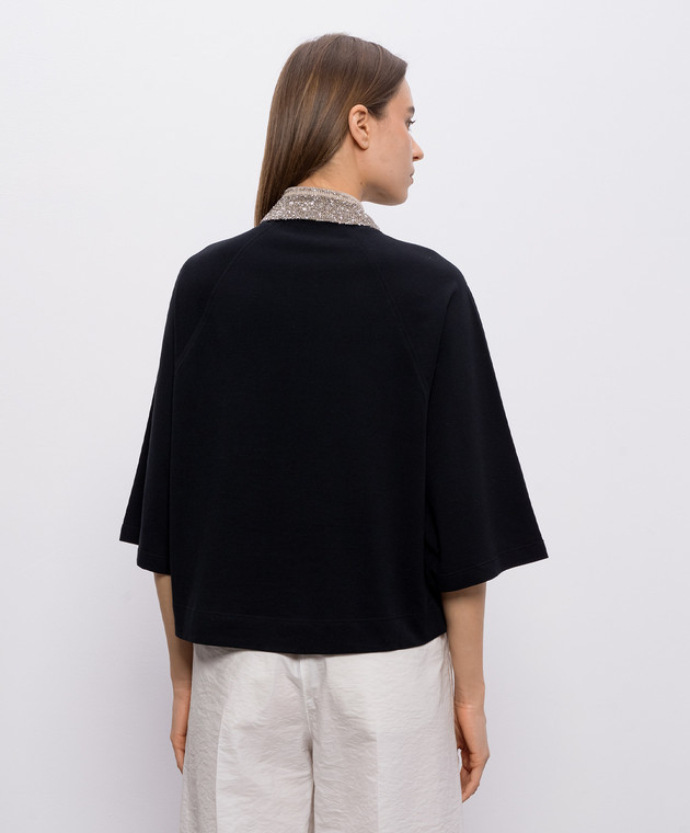 Brunello Cucinelli Чорне поло з контрастним коміром M0T63EJ115 зображення 4