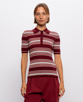 Max Mara Бордовый топ TALLERO из шелка и шерсти в полоску MSTTALLERO