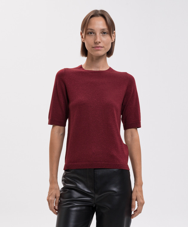 Allude Бордовий топ з вовною з люрексом 26564100 зображення 3