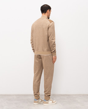 Stefano Ricci Коричневый спортивный костюм из шелка и льна K919052R31T26103P3P