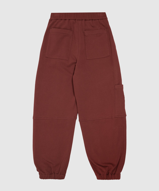 Brunello Cucinelli Детские бордовые джоггеры с фактурной эмблемой BN05NE473C изображение 2
