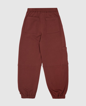 Brunello Cucinelli Детские бордовые джоггеры с фактурной эмблемой BN05NE473B