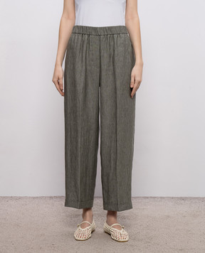 Peserico Сірі штани з льону з відворотами P0430102629