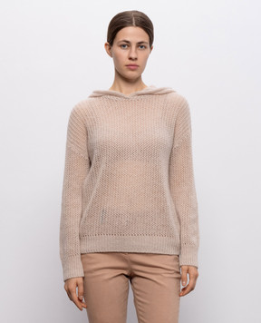 Peserico Бежевое ажурное худи с пайетками A99242F0509335