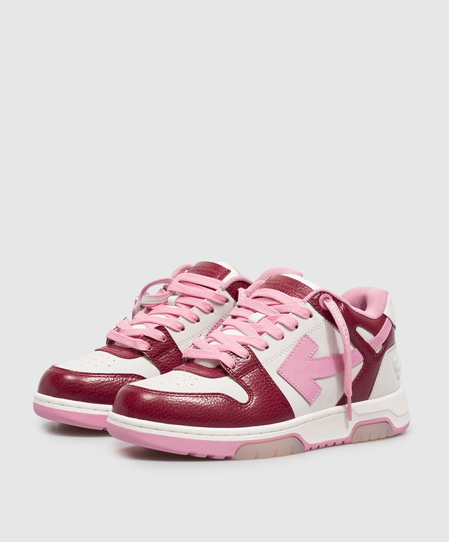 Off-White Бордові шкіряні кросівки Out Of Office OF05737655 зображення 2
