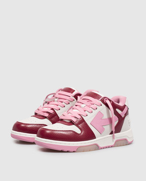 Off-White Бордові шкіряні кросівки Out Of Office OF05737655