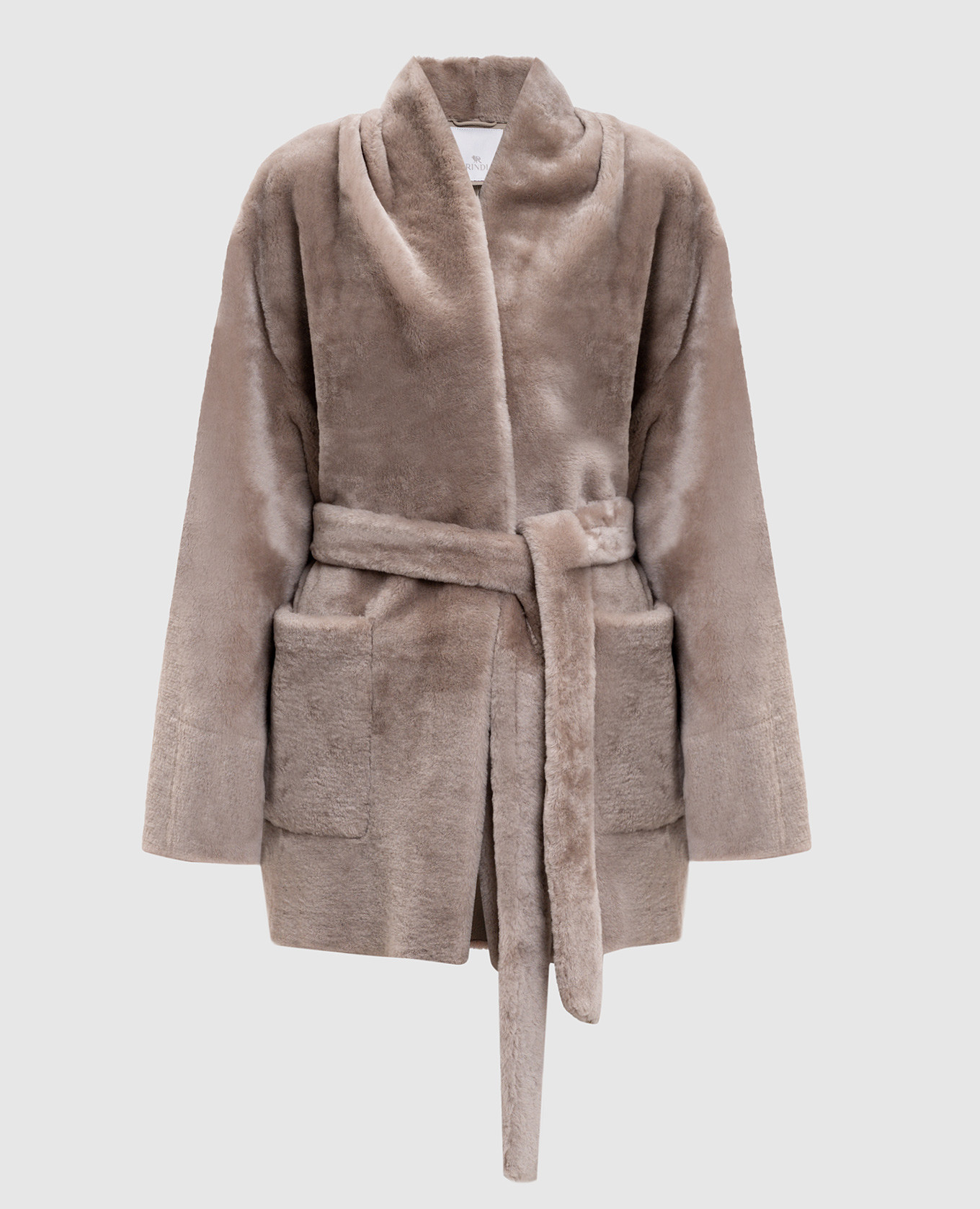 

Бежевая дубленка с поясом, Бежевый, Дубленки