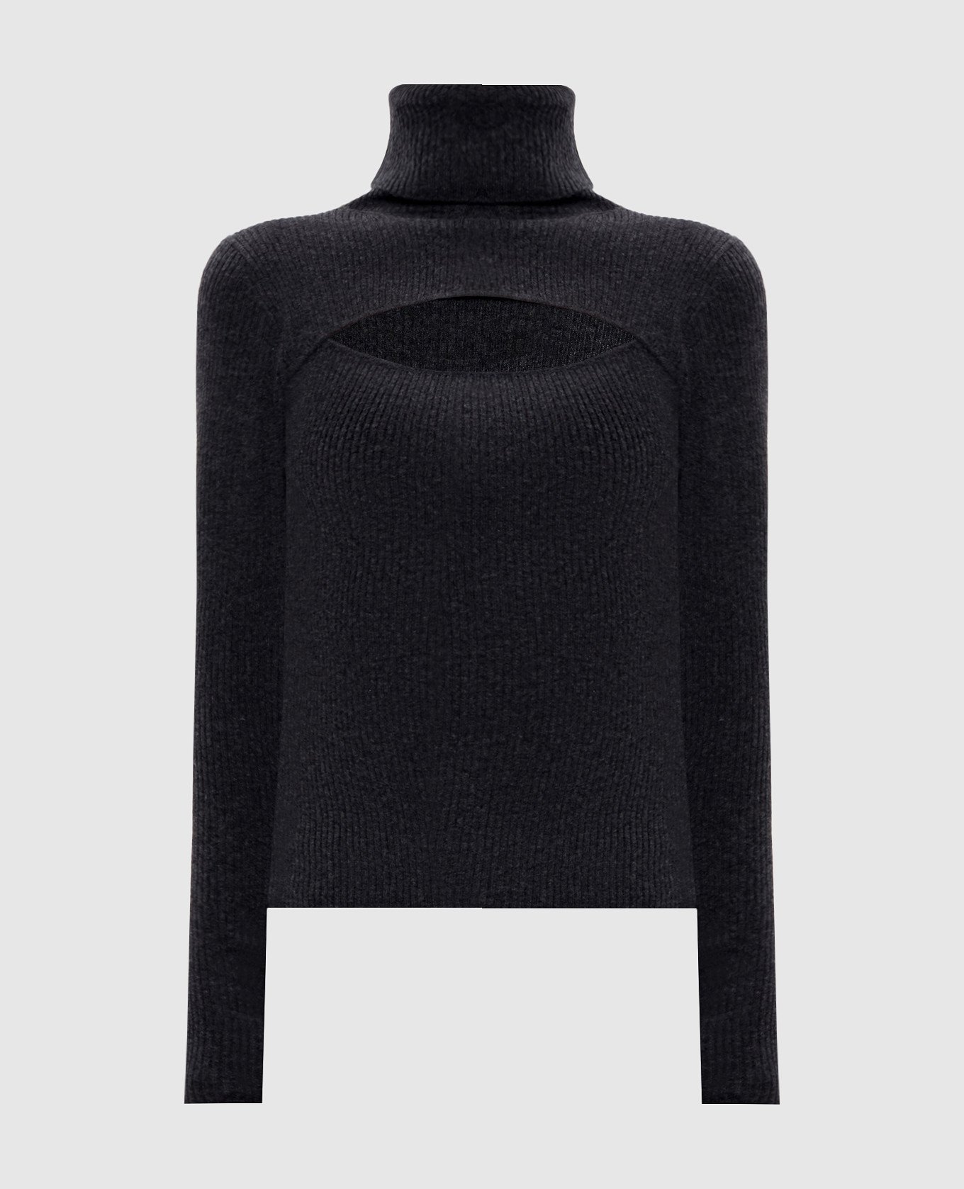 Grey ribbed wool and cashmere turtleneck Allude