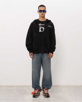 Off-White Черная футболка Shared с принтом 44MAA120F26J00N