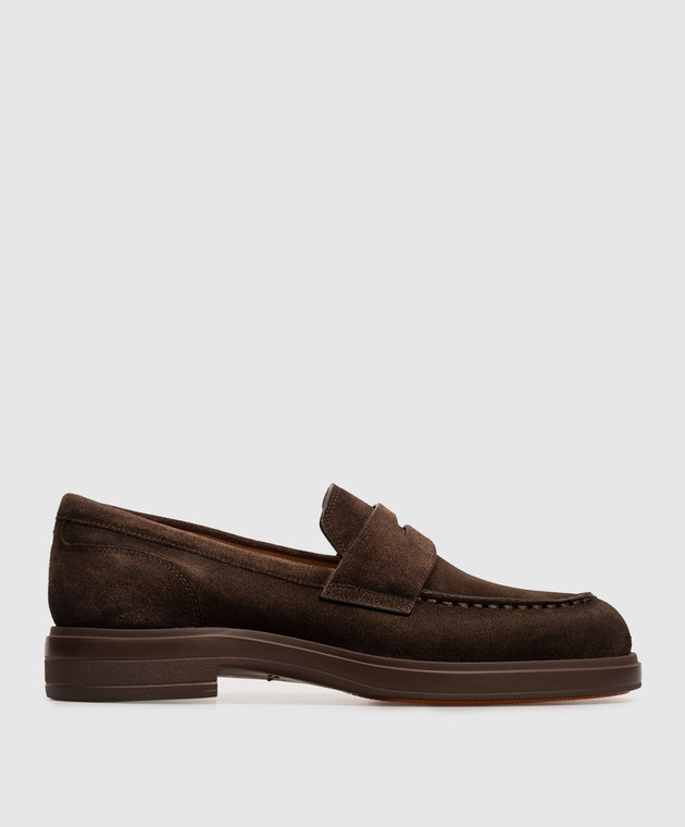 Santoni Коричневые замшевые лоферы WUYW72448CIONHSY