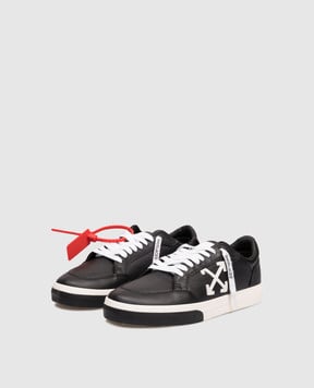 Off-White Черные кожаные кроссовки Vulc с логотипом OMIA293C99LEA002