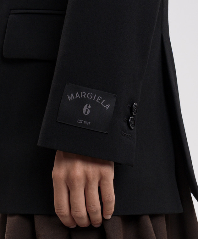 Maison Margiela MM6 Черный двубортный жакет с шерстью S52BN0160M36020 изображение 5