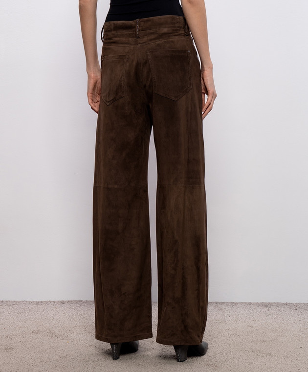 Brunello Cucinelli Коричневые замшевые брюки MPCLFP9187 изображение 4