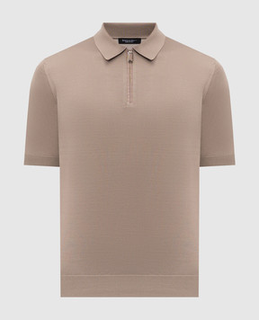 Stefano Ricci Коричневе поло із шовку зі шкірою крокодила K616006Z41F26102