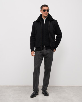 Agnona Черная куртка из кашемира с мехом TH10UBXU7060