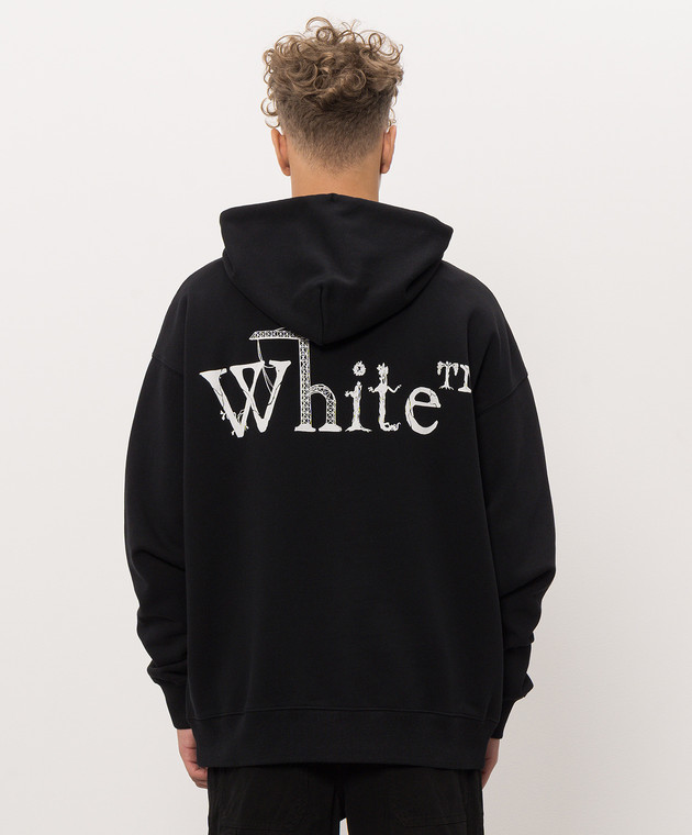 Off-White Чорне худі з контрастним принтом логотипа 44MBB085F26F00F зображення 4