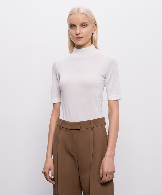 Brunello Cucinelli Топ цвета айвори из кашемира и шелка M13800004P изображение 3