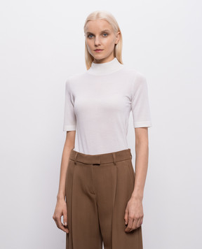 Brunello Cucinelli Топ кольору айворі з кашеміру та шовку M13800004P