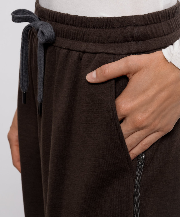 Brunello Cucinelli Коричневі спортивні штани з ланцюжком моніль MP828SM689 зображення 5