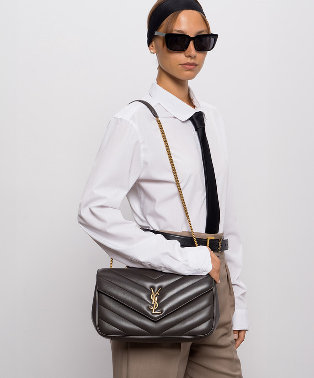 Saint Laurent Серая кожаная сумка LOULOU 801439AAEAX изображение 2