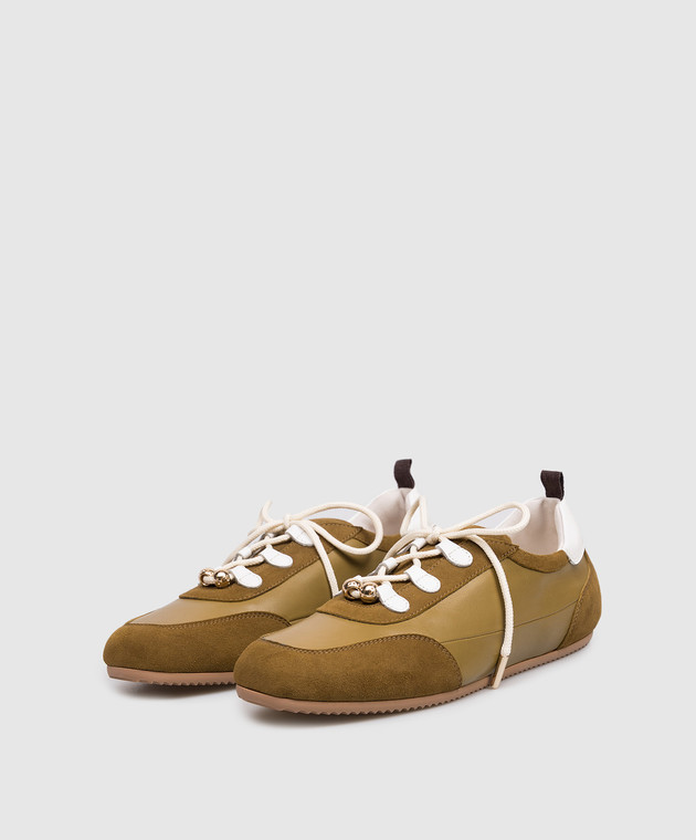 Babe Pay Pls Шкіряні кросівки кольору хакі з намистинами NICKY зображення 2