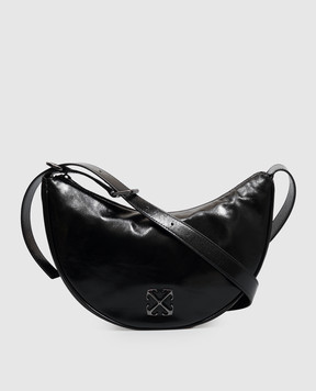 Off-White Чорна шкіряна глянцева сумка Jitney Half Moon OWWNQ04F26LT01