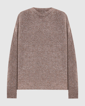 Peserico Бежевый свитер с шерстью с пайетками S99531F05B9202