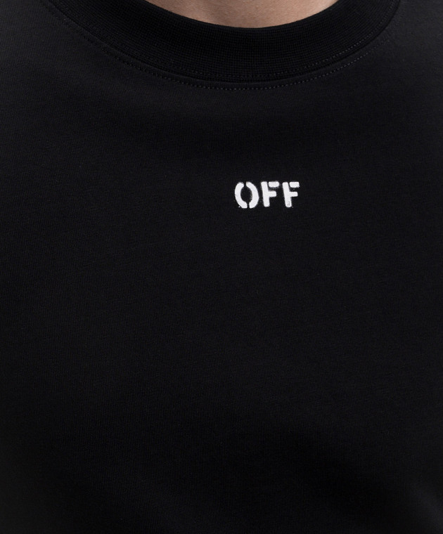 Off-White Чорна футболка з принтом емблеми Chain Arrow 44MAA120S26J004 зображення 5