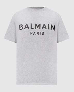 Balmain Сіра футболка з логотипом GH1EG000BD46