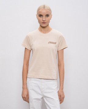 Moncler Бежевая футболка с принтом логотипа L10938C0000189AUG