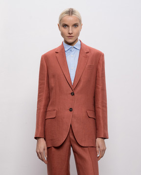 Brunello Cucinelli Оранжевый жакет из льна с цепочкой MH5277519