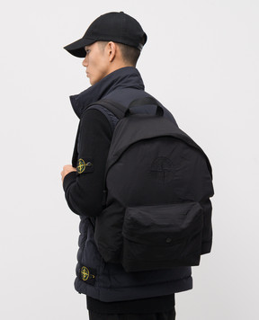 Stone Island Дитячий чорний рюкзак з вишивкою емблеми K2S169200002S0064