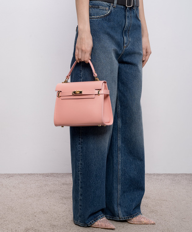 Gianni Notaro Розовая кожаная сумка-сетчел SAFFIANO 099SAFFIANOORO изображение 2