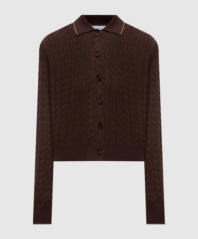 Brunello Cucinelli Коричневый кардиган с люрексом MAZ226116